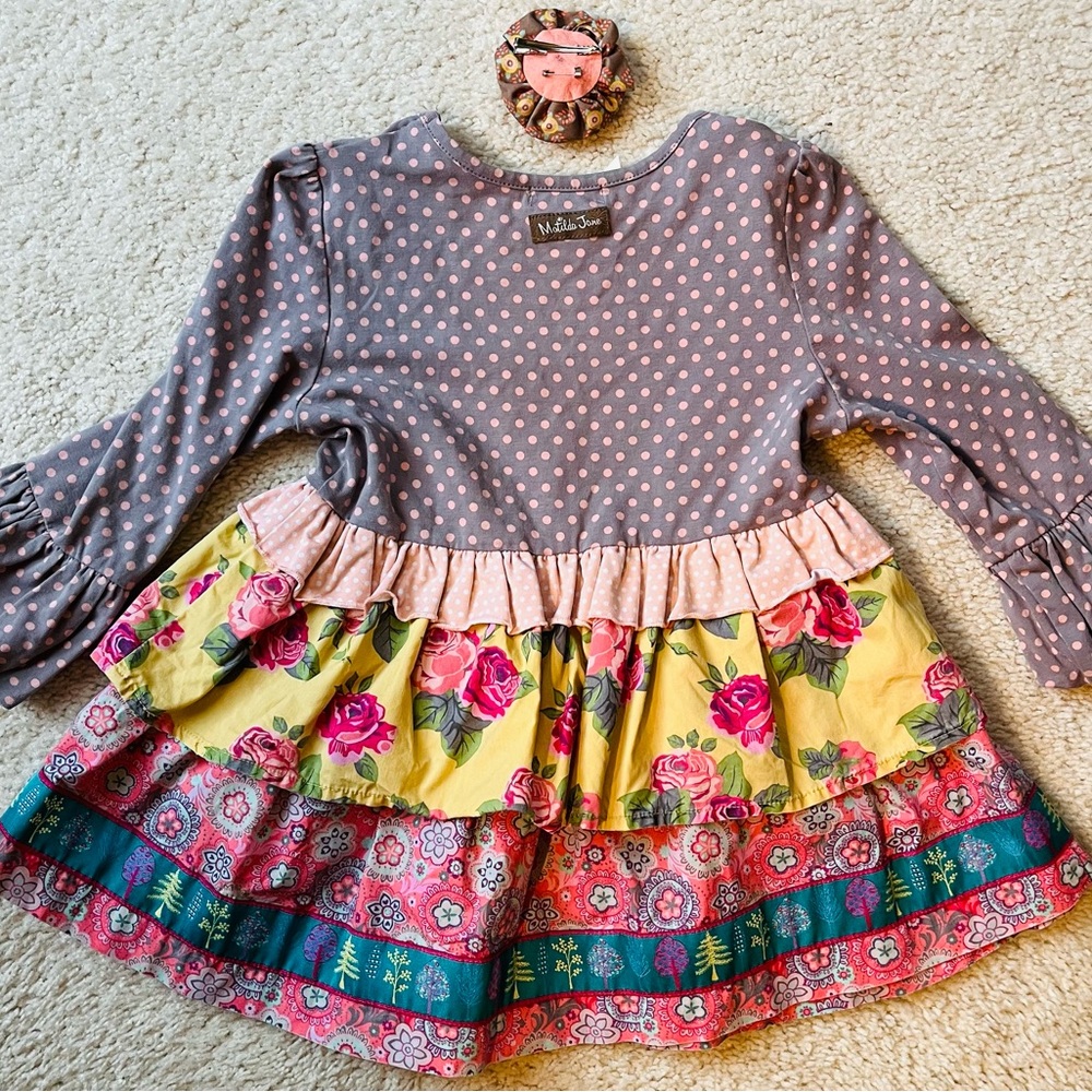 Matilda Jane Flynn Marjorine tunic top dot, floral, yellow, pink, purple, ruffle - Picture 2 of 6